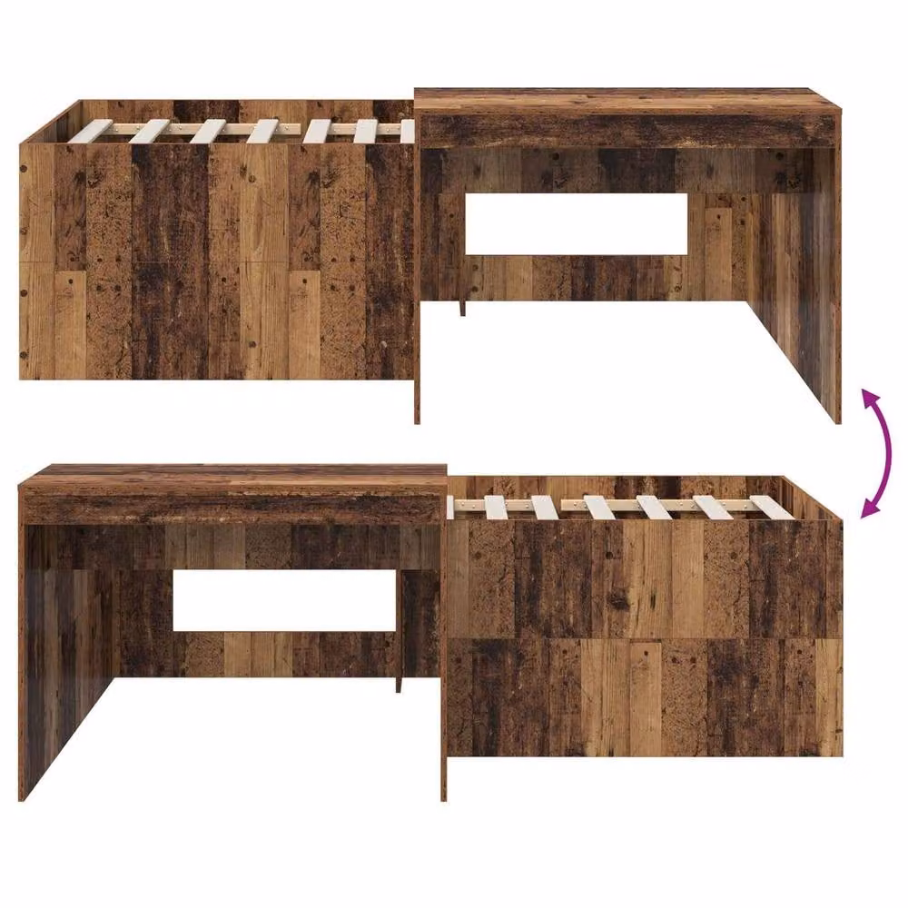 Berkfield Home Kids High Bed Frame with Desk in Brown, W/D/H: 90 x 200 cm – 6