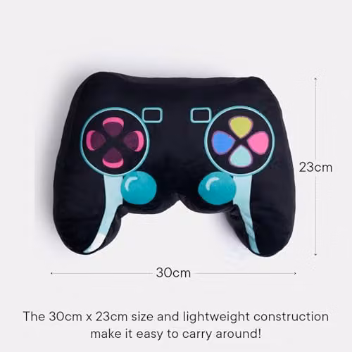 OHS Black Plush Gaming Controller Shaped Cushion, W: 30 cm x H: 23 cm – 6