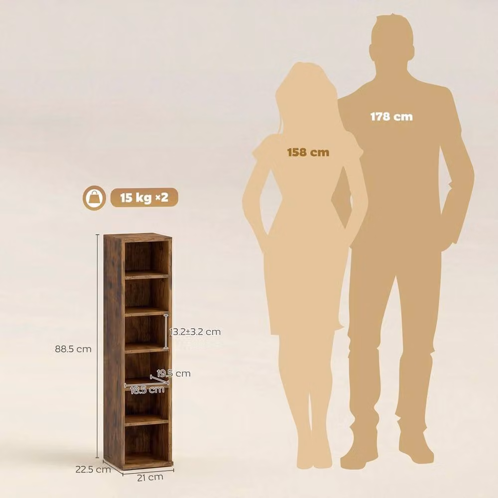 FORGEVIO Set of 2 Rustic Brown CD Storage Units with Adjustable Shelves – 2