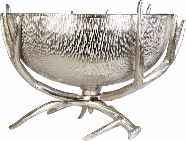 Orsina Silver Metal Stag Antler Base Decorative Centrepiece Bowl, W: 43.0 cm, D: 32.0 cm, H: 1.0 cm – 1