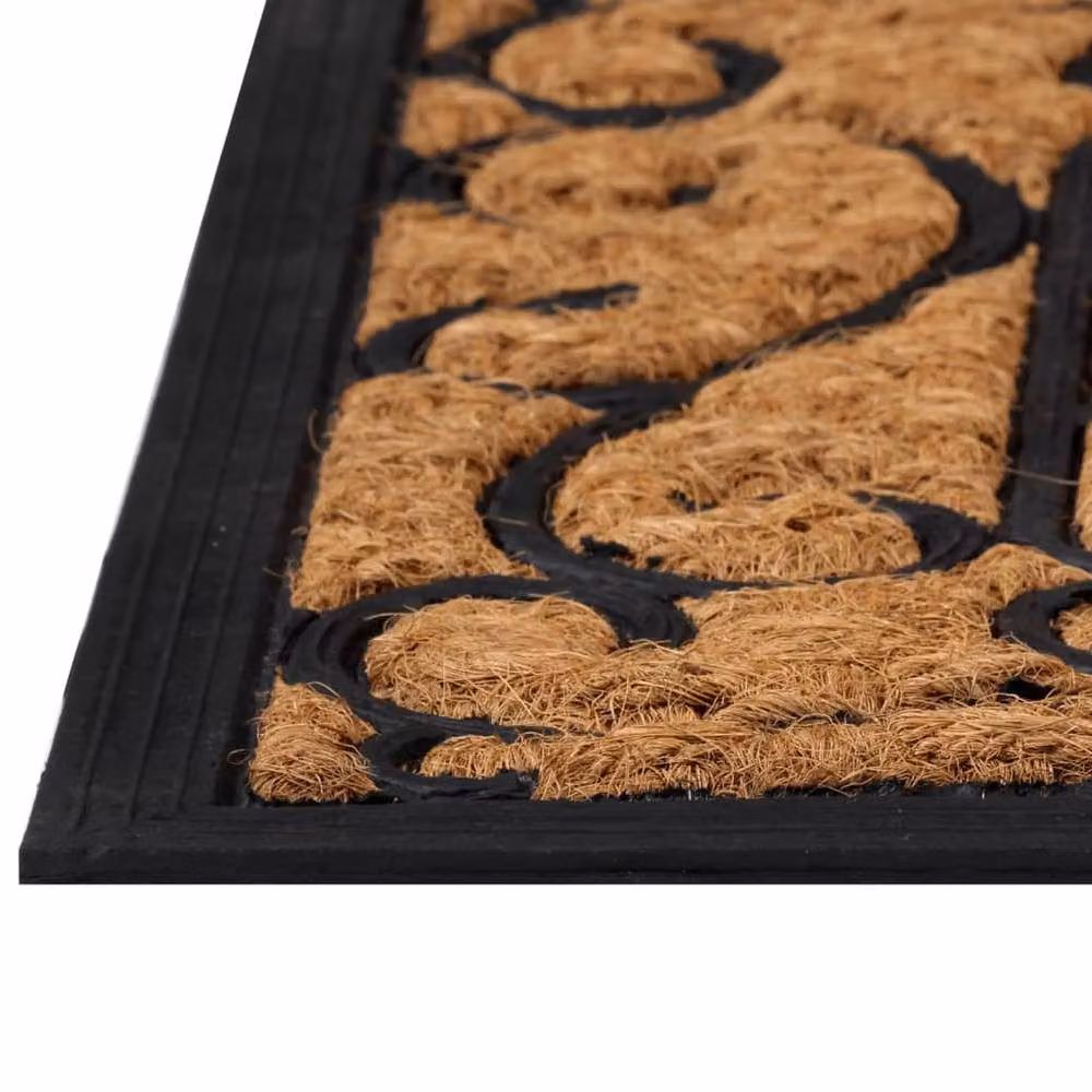 Berkfield Home Rectangular Door Mat in Brown, Rubber and Coir, W: 75 cm, D: 45 cm – 4