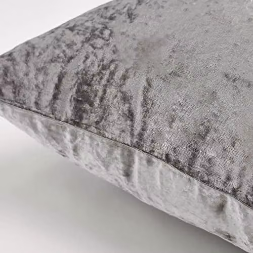 Sienna Pack of 2 Luxury Crushed Velvet Cushion Covers, Silver Grey, 45 x 45 cm – 2