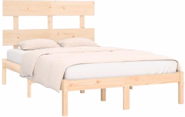 Berkfield Home Beautiful Small Double Bed Frame in Brown Solid Pine Wood, W/D/H: 120 x 200 cm
