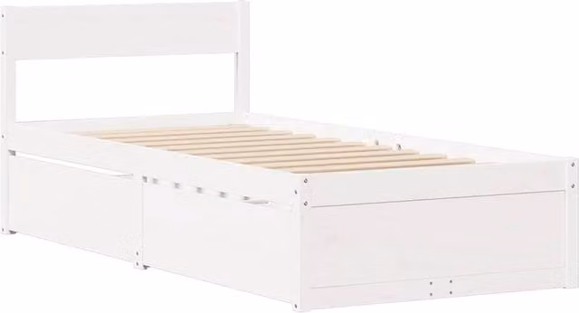 Berkfield Home Modern Solid Wood Pine Bed Frame, White, W/D/H: 90 x 200 cm