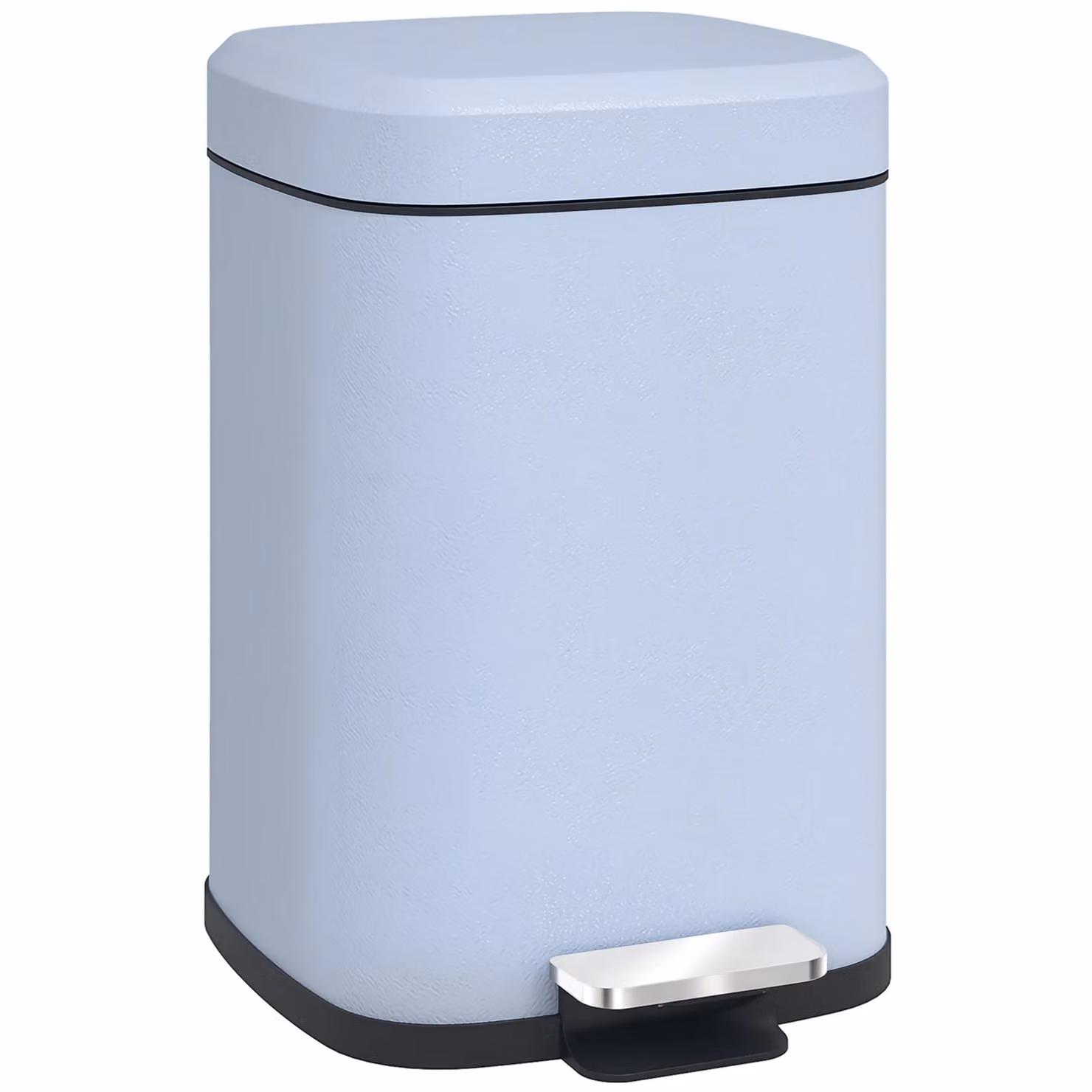 HOMCOM 12L Metal Kitchen Pedal Bin with Soft-close Lid and Removable Inner Bucket, Light Blue – 2