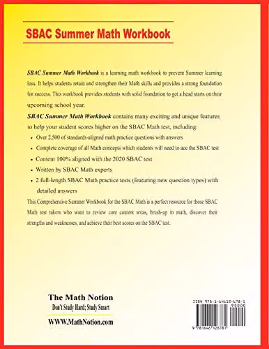 Math Notion SBAC Grade 7 Summer Math Workbook with Two Complete Practice Tests – 2