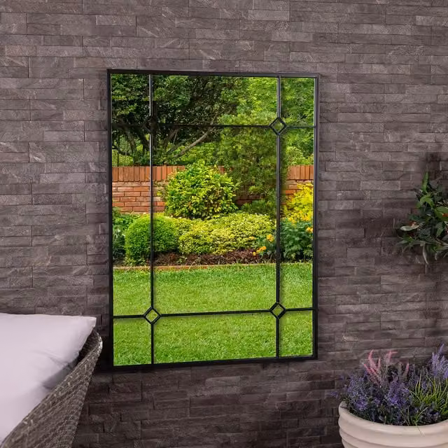 Charles Bentley Budapest Modern Geometric Rectangular Wall Mounted Glass Mirror in Black