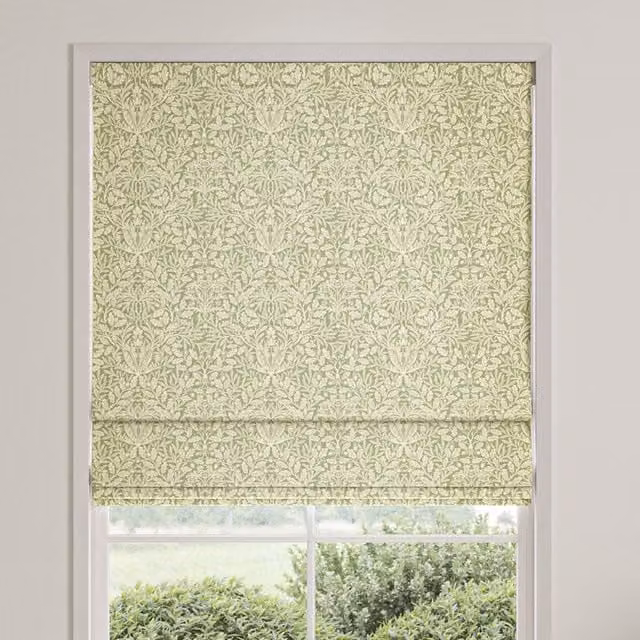 William Morris Acorn Made To Measure Blackout Roman Blind in Lichen Green