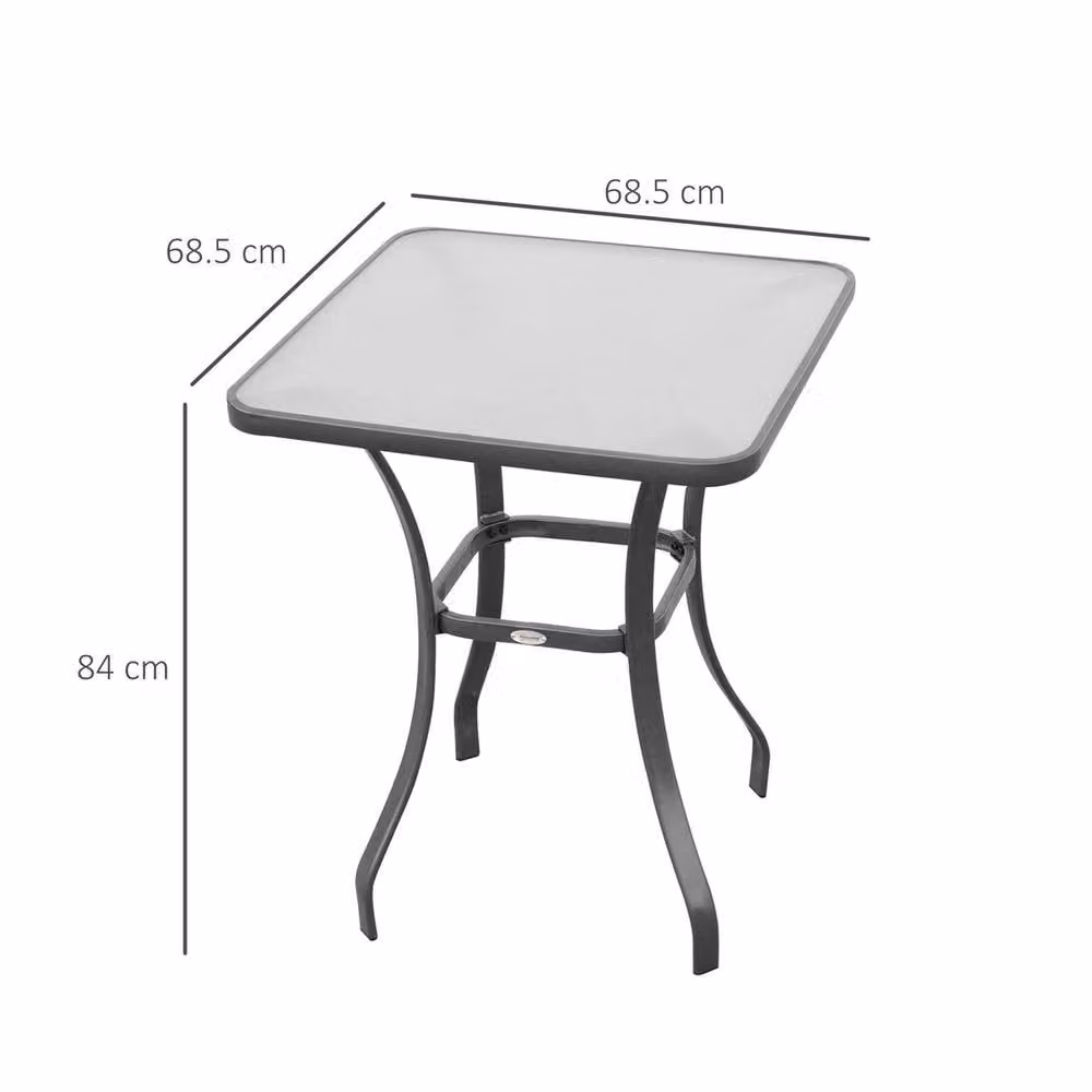 FORGEVIO Modern Square Glass Bar Table with Metal Frame in Multicolour – 2