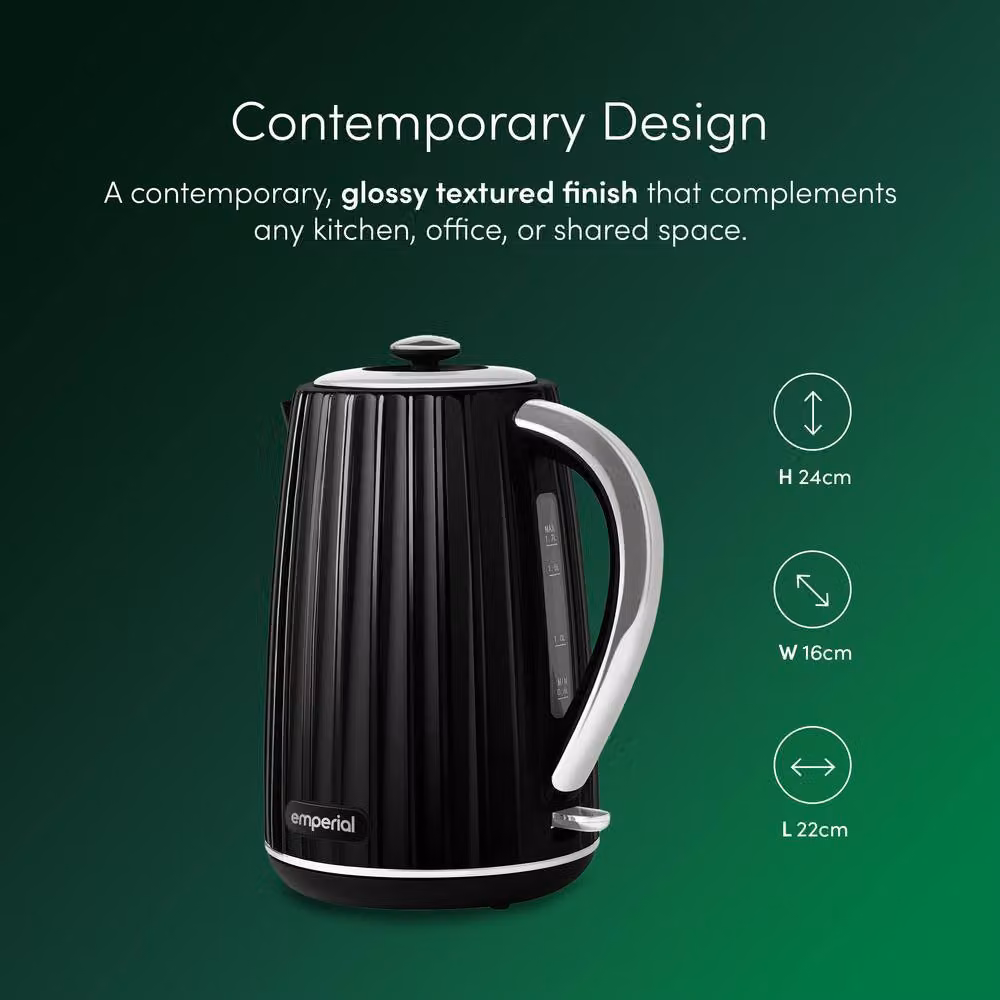 Emperial Cordless Electric Kettle in Black, 1.7L – 9