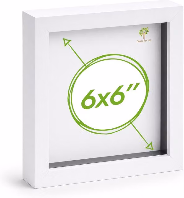 Nicola Spring White Square 3D Box Photo Frame, W/D/H: 15.24 x 15.24 x 15.24 cm