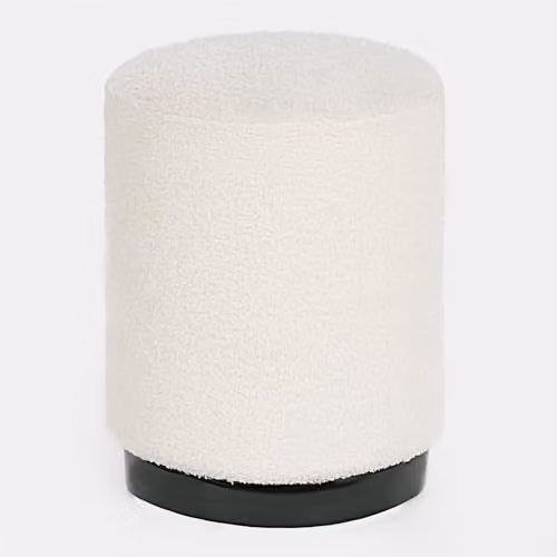 OHS Boucle Cube Ottoman Stool with Black Metal Frame in Cream – 3