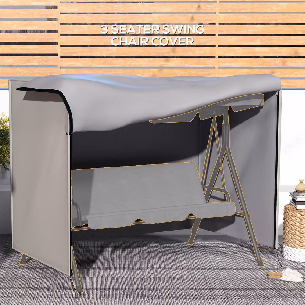 Matteo Weatherproof 3-Seater Garden Swing Chair Cover in Grey – 4