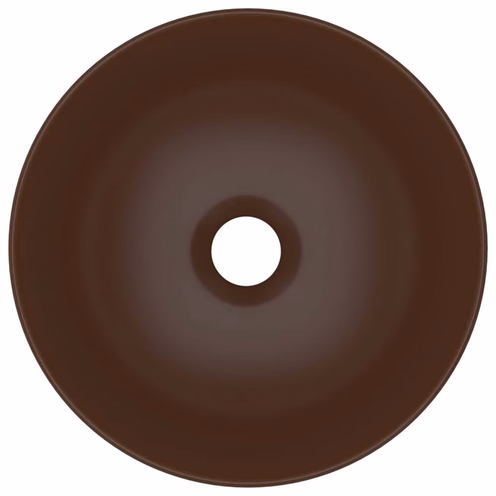 Berkfield Home Sleek Round Ceramic Countertop Bathroom Sink in Dark Brown – 4