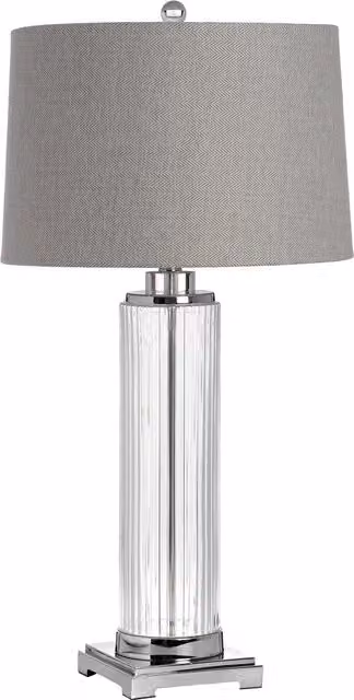 KDMK Roma Glass Table Lamp with Chrome Base in Silver