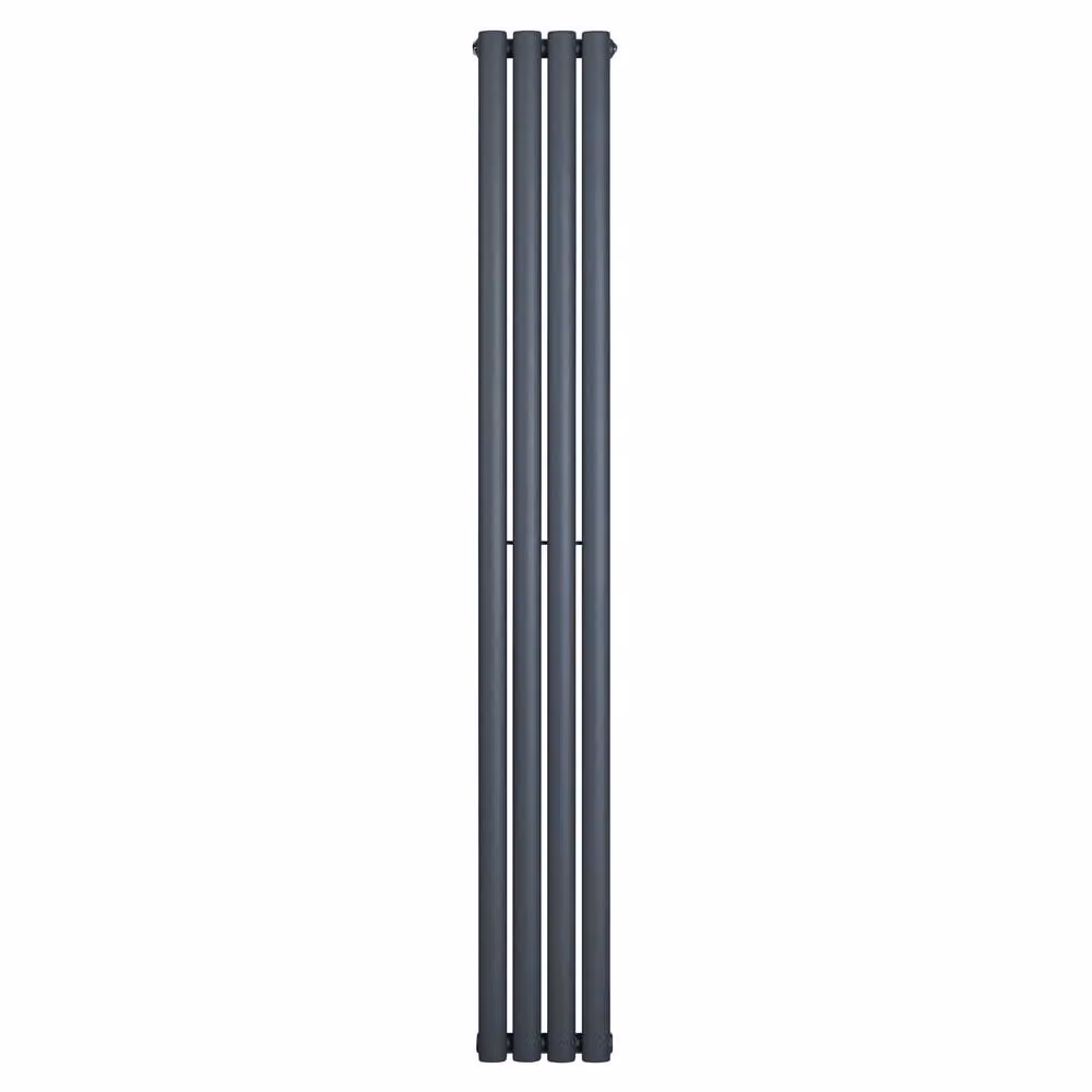 Monstershop Oval Single Column Steel Radiator in Anthracite Grey, H: 180 cm, W: 24 cm – 2
