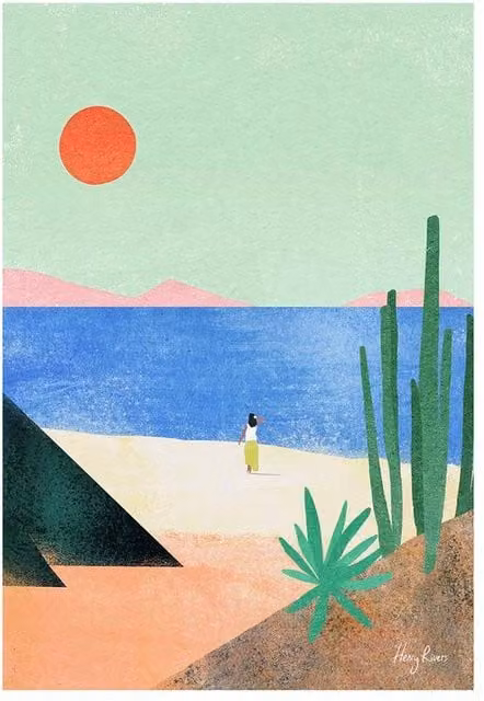 Henry Rivers Beach Abstract Nature Paper Poster in Multicolour