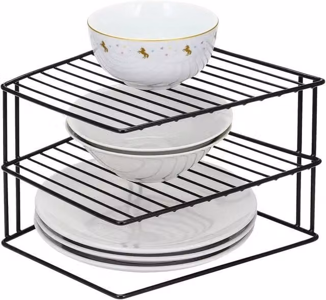 KORVIXA 3 Tier Black Corner Kitchen Plate Rack – 1