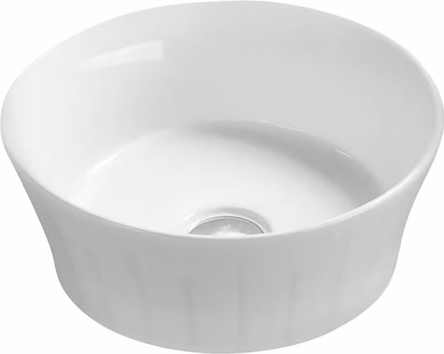 Balterley Round Bathroom Countertop Basin, White, Diameter: 36 cm