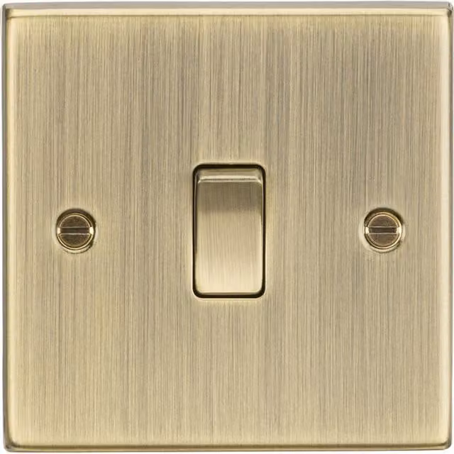 Knightsbridge 10AX 1G Intermediate Switch in Antique Brass with Square Edge Design CS12AB