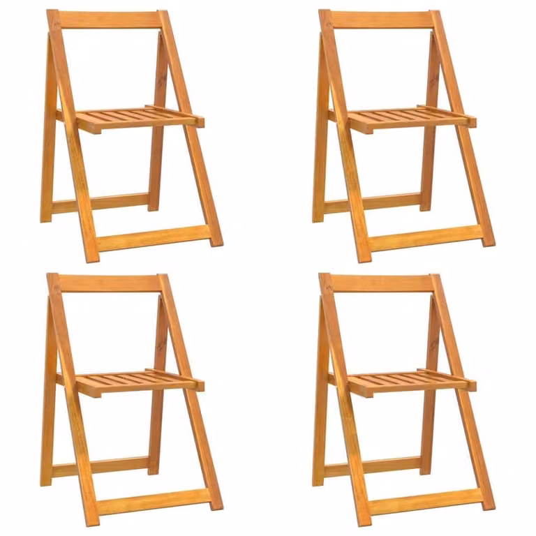 Berkfield Home Set of 4 Folding Garden Chairs in Brown Solid Acacia Wood