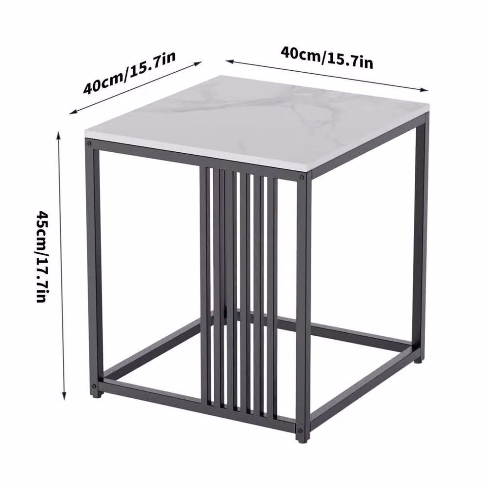 KORVIXA White Marble Stone Square End Side Table – 2