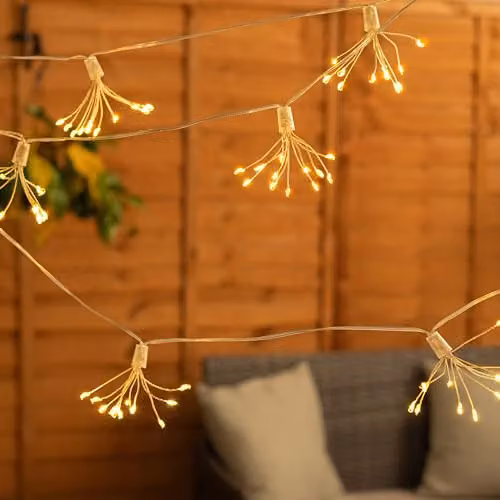 ValueLights Solar Starburst Firework String Fairy Lights, Warm White, Pack of 10 – 1