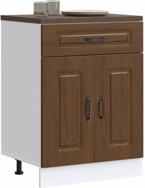 Berkfield Home Kalmar Kitchen Base Cabinet in Brown Oak Engineered Wood – 1