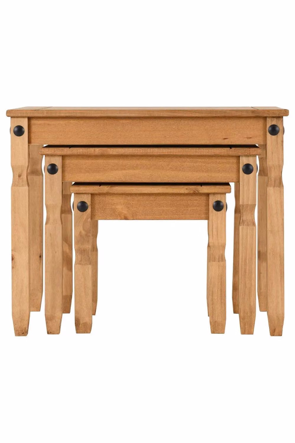 Seconique Corona Nest of Tables in Brown Waxed Pine – 5