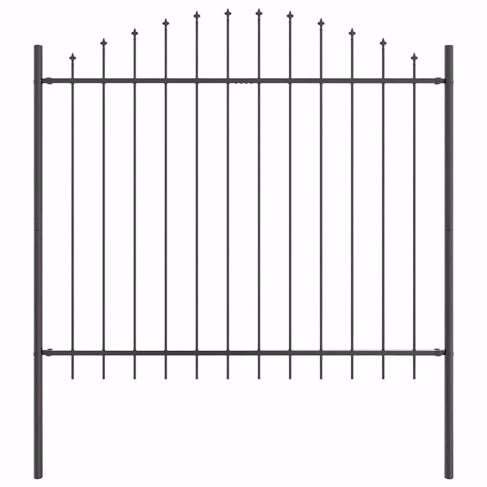 Berkfield Home Modern Spike Arch Fence Panel, Grey Powder-Coated Steel, W: 125 cm, H: 170 cm – 3