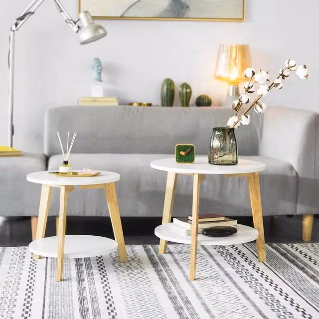 SoBuy Modern Round Nesting Coffee Table Set in White