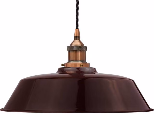 SE Home Chancery Burgundy Red Pendant Light with Antique Copper and Black Twisted Metal Details