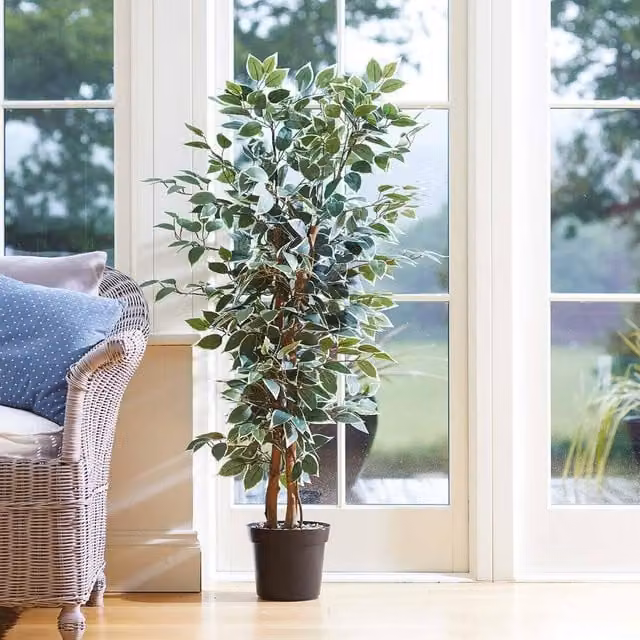 mysmartbuy Artificial Weeping Fig Plant, Green Faux Tall Houseplant Tree, H 130 cm x W 30 cm x D 30 cm