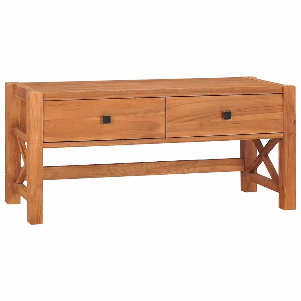 Berkfield Home Rustic Teak Wood TV Cabinet in Brown, W/D/H: 100 x 40 x 45 cm – 2