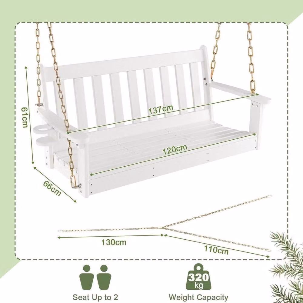 Kelvenix 2-Person Garden Swing Bench in White – 2