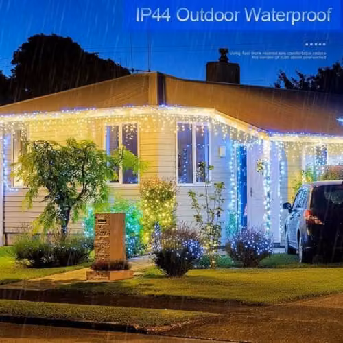 Shatchi 240 LED Icicle Christmas Lights in White and Orange with 8 Modes – 3