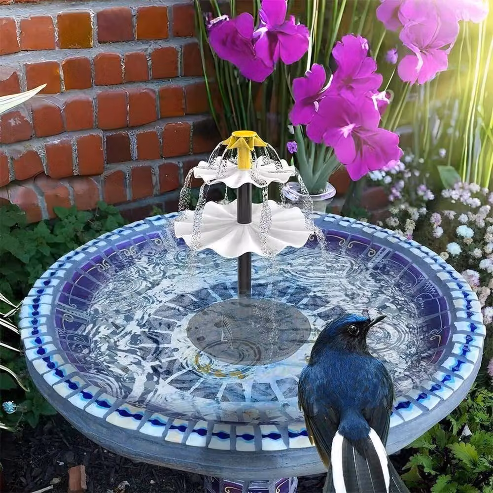 FLAVORA 2-Tier Solar Bird Bath Water Fountain in Black – 6
