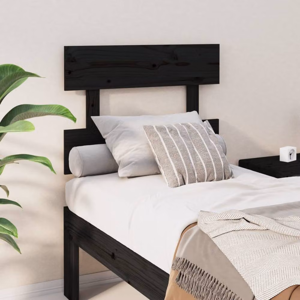Berkfield Home Beautiful Bed Headboard in Black Solid Pine Wood, W: 103.5 cm, D: 3 cm, H: 81 cm – 2