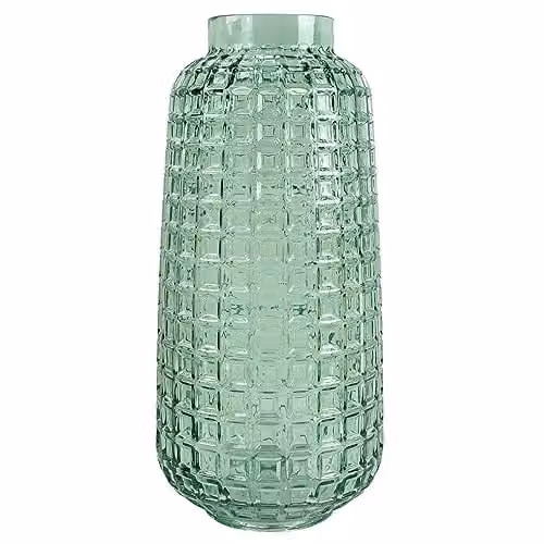 Leaf Designer Green Glass Cube Tabletop Vase, Height: 30 cm