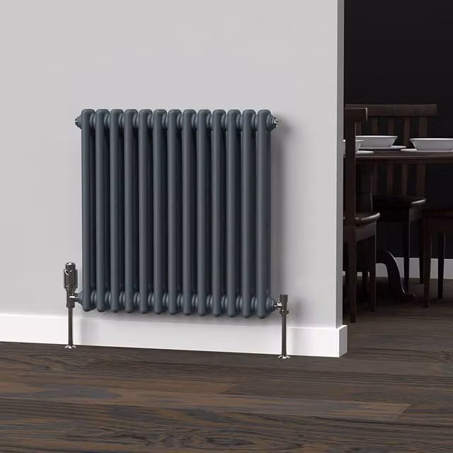 Lux Heat Horizontal Column Radiator in Slate Grey, 2 Column, W: 60.5 cm, H: 60 cm