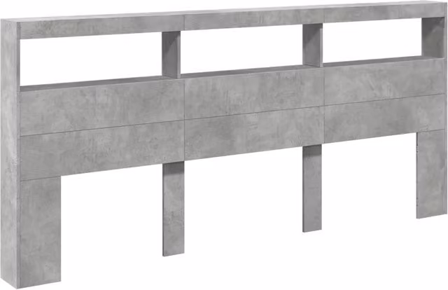Berkfield Home Modern Headboard Cabinet with Integrated LED Lighting in Matt Concrete Grey, W/D/H: 220 x 17 x 102 cm