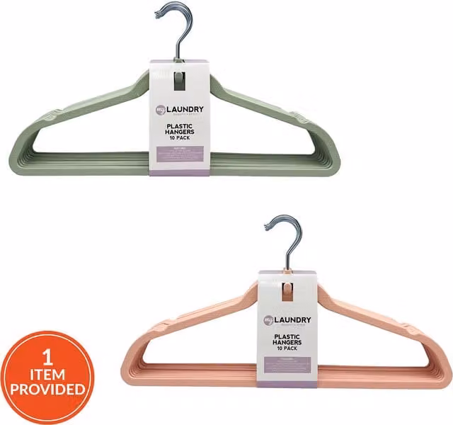 My Laundry Space Saving Plastic Hangers with Notches, Pack of 10, Multicolour