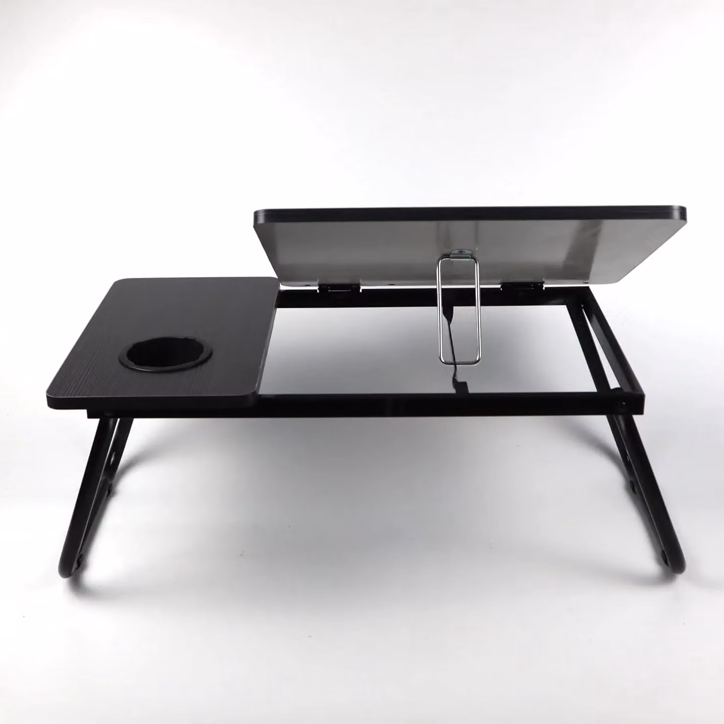 MANTRARAJ Folding Laptop Bed Table in Black with Height Adjustable and Tilting Top and Cup Holder – 7