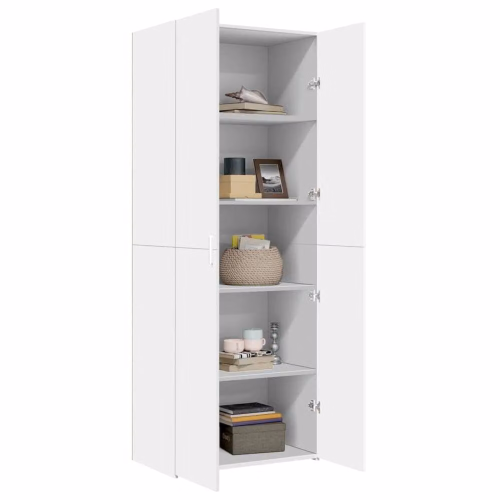 Berkfield Home Modern White Highboard in MDF, W/D/H: 70 x 42.5 x 185 cm