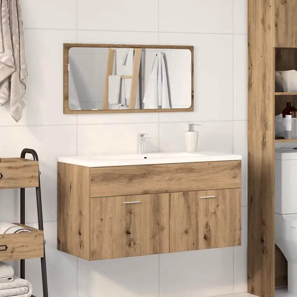 Berkfield Home Wall Mounted Modern Bathroom Cabinet with Mirror in Artisan Oak Brown – 2