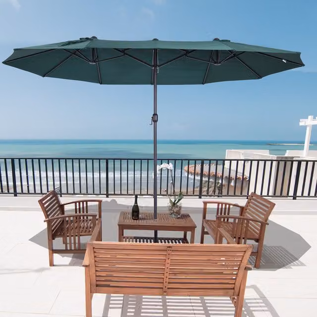 Outsunny Green Cantilever Garden Sun Umbrella with Double-sided Crank, Diameter: 460 cm