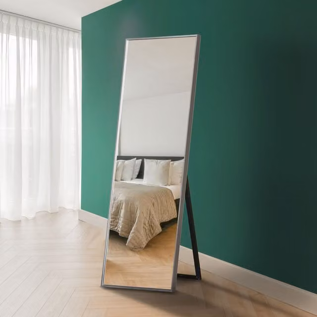 MirrorOutlet Artus Silver Aluminium Edged Freestanding Cheval Mirror