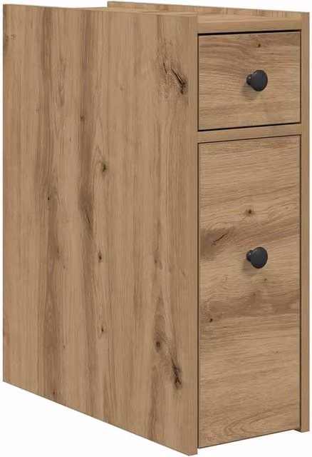 Berkfield Home Narrow Bathroom Cupboard with Wheels in Artisan Oak Brown