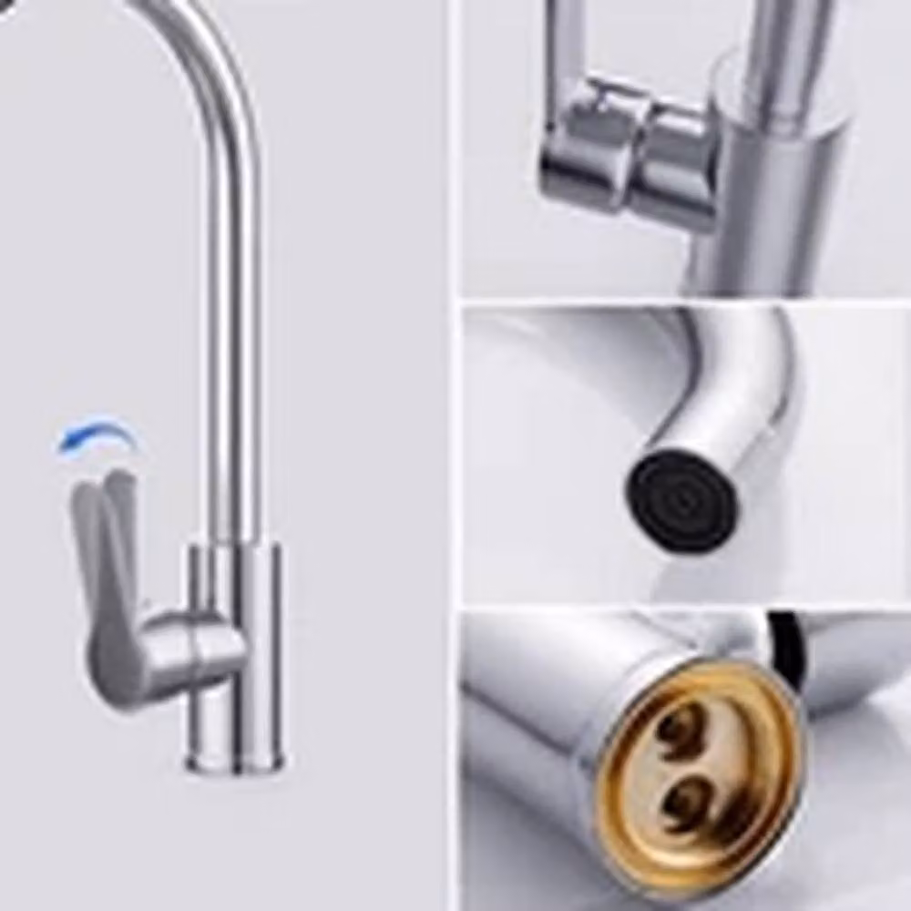 EONLION Modern Chrome Single Lever Kitchen Sink Faucet with Swivel Spout in Silver, W/D/H: 23.0 x 19.0 x 32.0 cm – 3