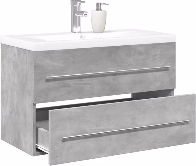 Berkfield Home 2 Piece Modern Bathroom Furniture Set in Matt Concrete Grey